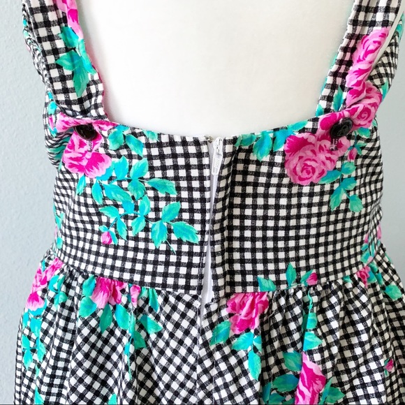 Vintage Accentuette Checkered Floral Sundress Med - Picture 5 of 6